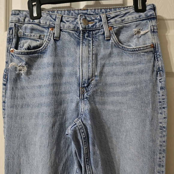 &Denim by H&M High Waist Slim Straight Jeans, 90s, Light Destructed Wash, EUC! - Picture 2 of 11